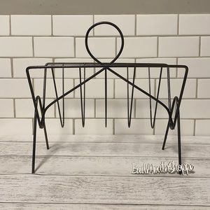 Vintage Retro Mid Century Metal Magazine Rack Stand Decor